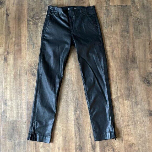 KUT from the Kloth Black Coated Skinny Jeans Women’s 6 Faux Leather Zip Ankle P - Picture 1 of 6